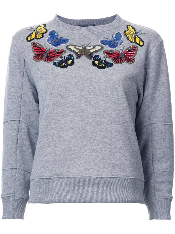 Alexander Mcqueen Embellished Butterfly Swetshirt, Women's, Size: 42, Grey, Cotton/polyester