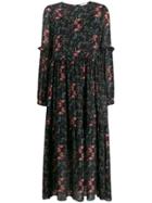 Semicouture Long Floral Panelled Dress - Black