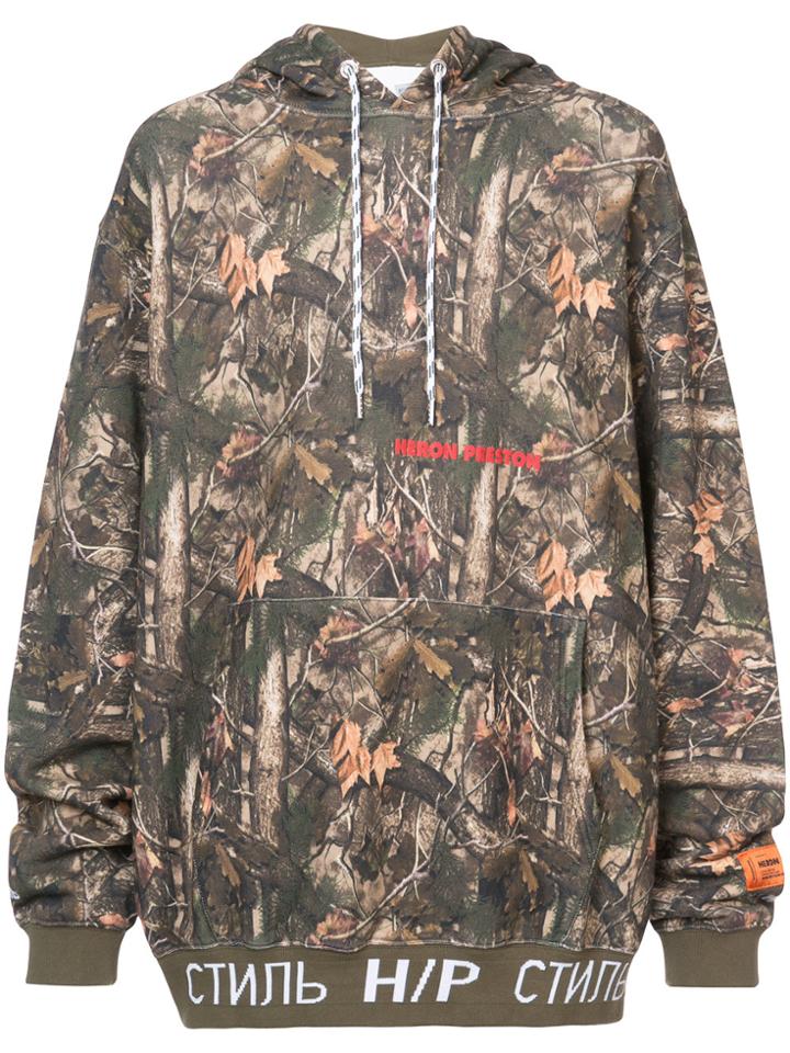 Heron Preston Camouflage Print Hoodie - Green