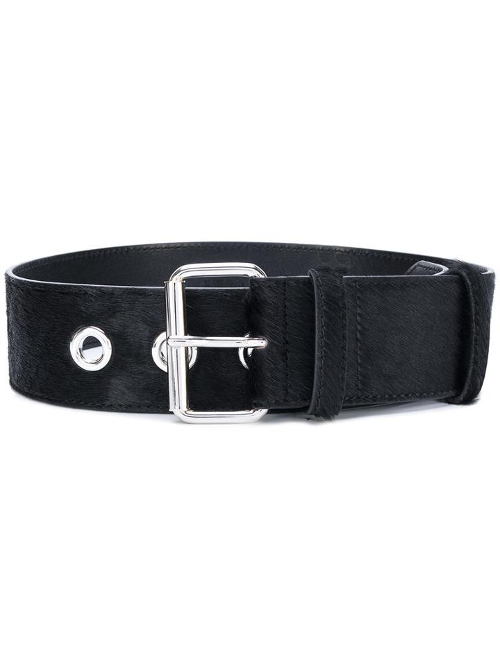 Mm6 Maison Margiela - Classic Buckled Belt - Women - Polyurethane/viscose/aluminium/copper - M, Black, Polyurethane/viscose/aluminium/copper