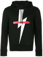 Neil Barrett Lightning Bolt Drawstring Hoodie - Black