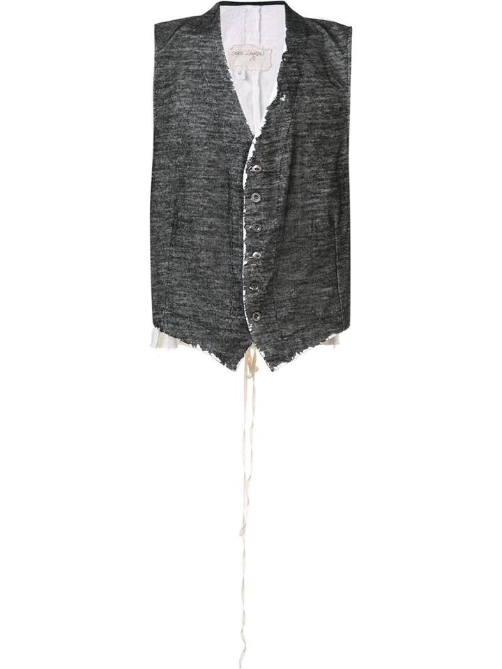 Greg Lauren Cropped Waistcoat, Men's, Size: 3, Black, Cotton