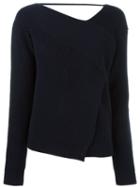 Msgm Wrap Front Sweater, Women's, Size: Small, Blue, Virgin Wool