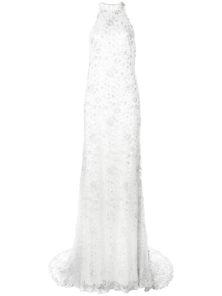 Tadashi Shoji Lace Gown With Train - White