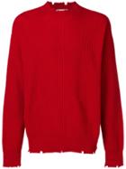 Msgm Ripped Edges Jumper - Red