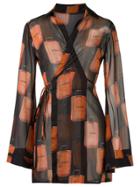 Amir Slama Printed Wrap Kaftan - Black