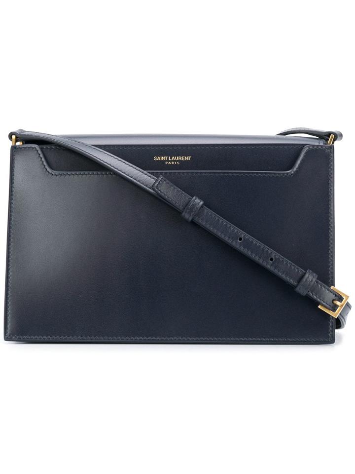 Saint Laurent Foldover Logo Shoulder Bag - Blue