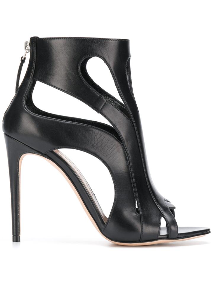 Alexander Mcqueen Open-toe Wave Boots - Black