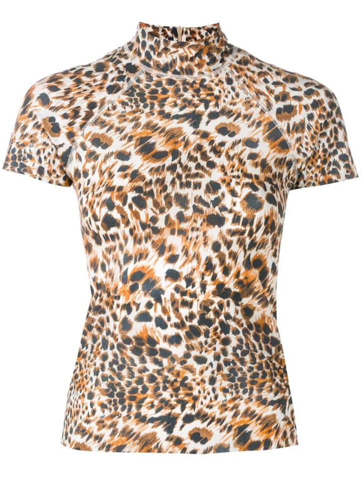 Nanushka Ocelot Print Jersey Top - Black
