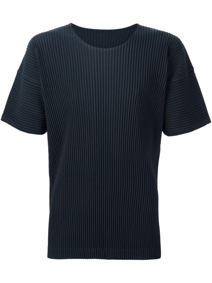 Homme Plissé Issey Miyake Pleated T-shirt, Men's, Size: 4, Green, Polyester
