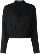 Yohji Yamamoto - Cropped Shirt - Women - Rayon - 3, Women's, Black, Rayon