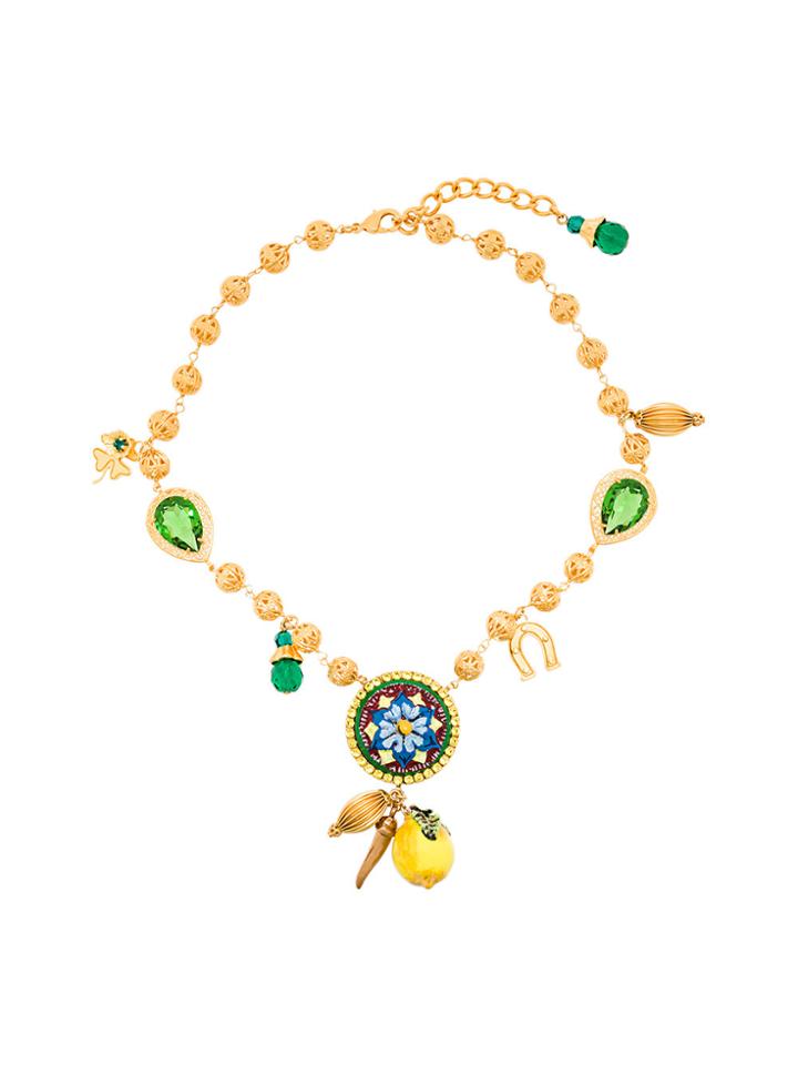 Dolce & Gabbana Majolica Charm Necklace - Metallic