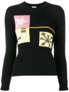 Miu Miu Cashmere Intarsia Sweater, Women's, Size: 42, Black, Cashmere