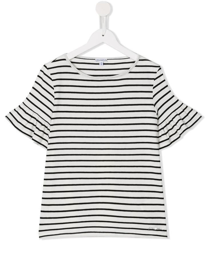 Simonetta Striped T-shirt, Size: 14 Yrs, Black