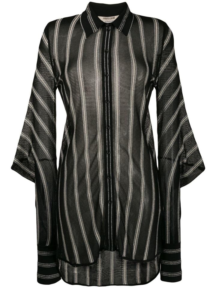 Roberto Cavalli Knitted Striped Shirt - Black