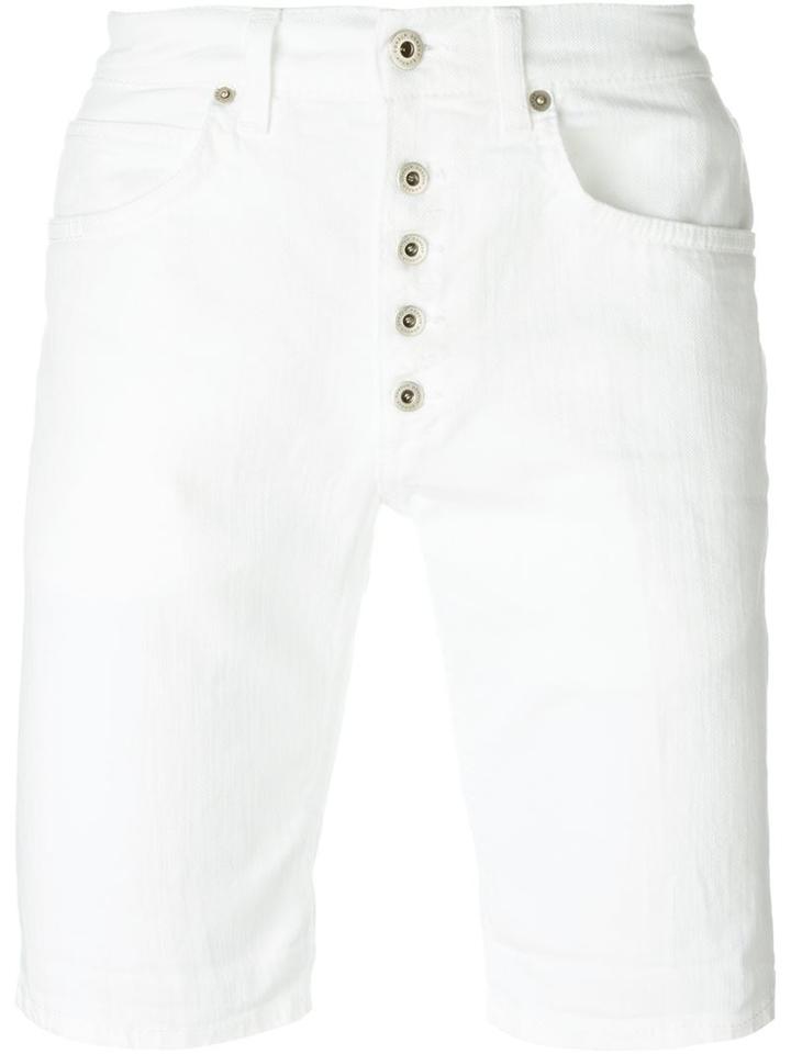 Dondup Buttoned Shorts, Men's, Size: 31, White, Cotton/spandex/elastane