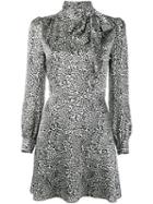 Saint Laurent Leopard Print Dress, Women's, Size: 34, Black, Silk