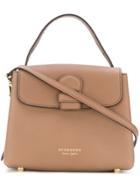 Burberry Small Grainy Leather And House Check Tote Bag - Brown