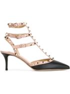 Valentino Rockstud Pumps, Women's, Size: 37, Black, Calf Leather/leather/metal Other