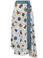 Loewe Paula Print Denim Skirt - White