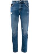 John Richmond Distressed Straight Leg Jeans - Blue