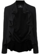 Capucci Giacca Ruffle Jacket, Women's, Size: 44, Black, Viscose/acetate/spandex/elastane/spandex/elastane