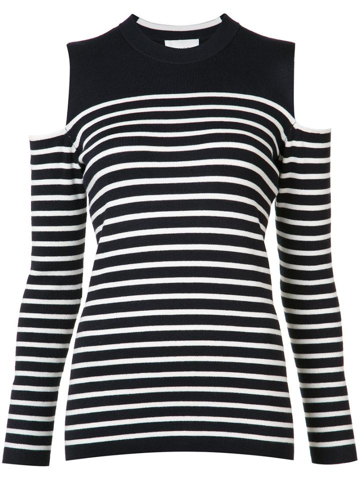 Just Female Cut-out Shoulders Striped T-shirt, Women's, Size: Xs, Black, Viscose/polyamide