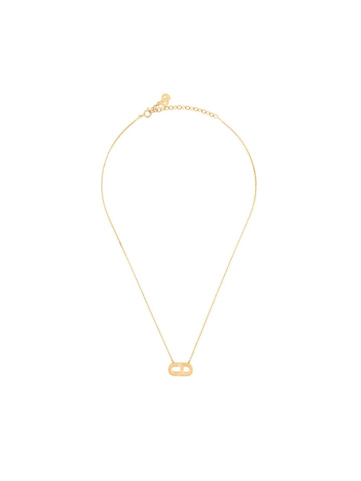 Christian Dior Vintage Bold Logo Necklace - Metallic