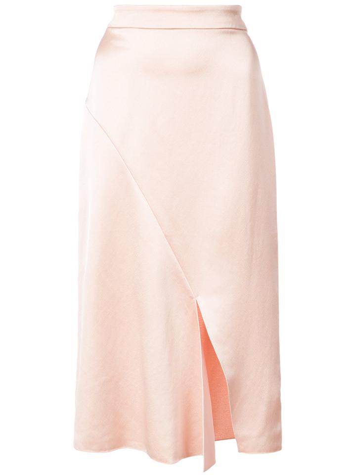Tibi Celestia Satin Draped Pencil Skirt - Pink & Purple