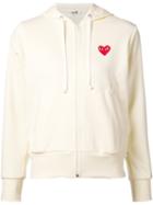 Comme Des Garçons Play Heart Logo Zip Hoodie, Women's, Size: Large, White, Polyester