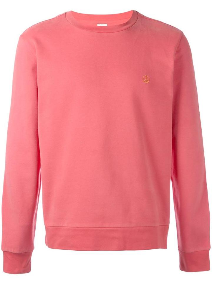 Paul Smith Contrast Peace Embroidered Sweatshirt, Men's, Size: Medium, Pink/purple, Cotton