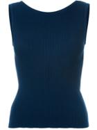 Yves Saint Laurent Vintage Ribbed Tank Top, Women's, Size: 36, Blue
