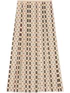 Gucci Silk Skirt With Web Kisses Print - Nude & Neutrals