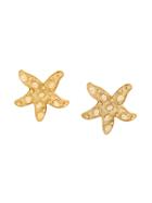 Versace Vintage Starfish Clip On Earrings - Metallic
