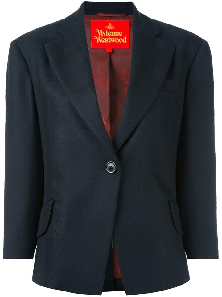 Vivienne Westwood Red Label One Button Blazer, Women's, Size: 44, Blue, Cotton/polyester/viscose/wool