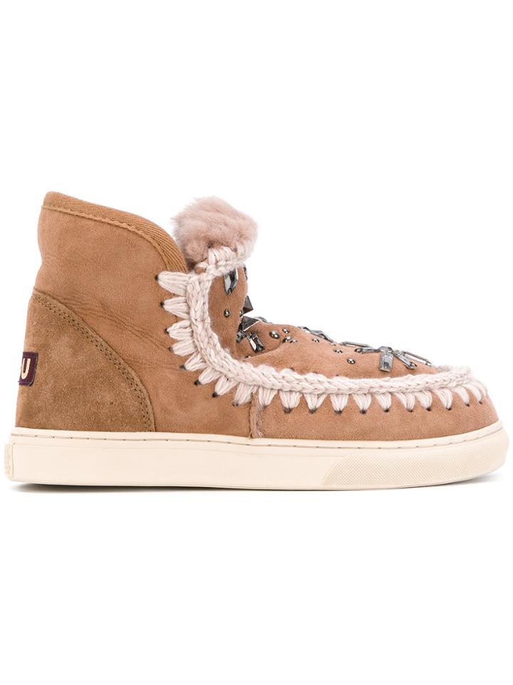Mou Embellished Boots - Brown