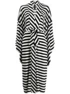 Norma Kamali Mid Calf Striped Robe Dress - Black