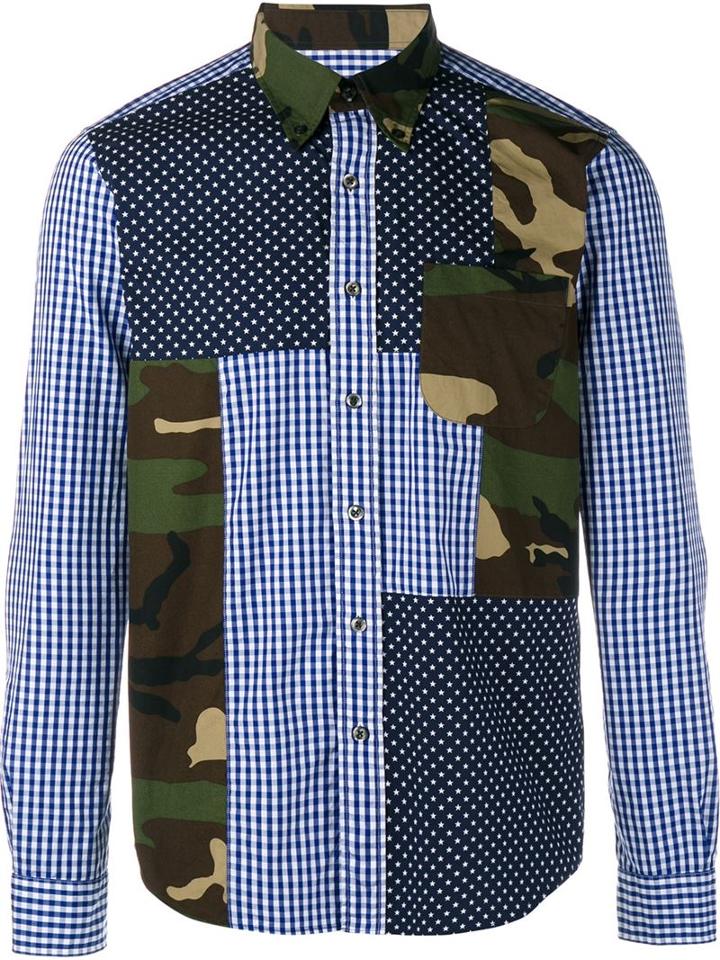 Sophnet. Multi Mix Long Sleeve Shirt, Men's, Size: Small, Blue, Cotton