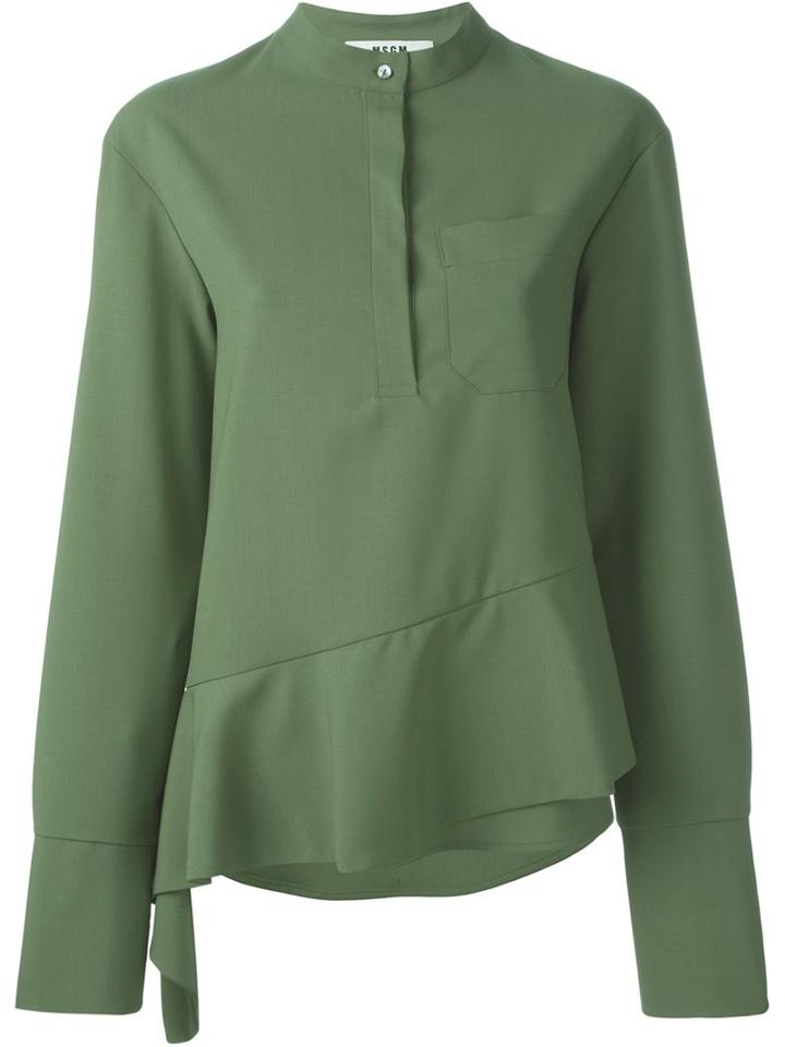 Msgm Asymmetric Ruffle Blouse