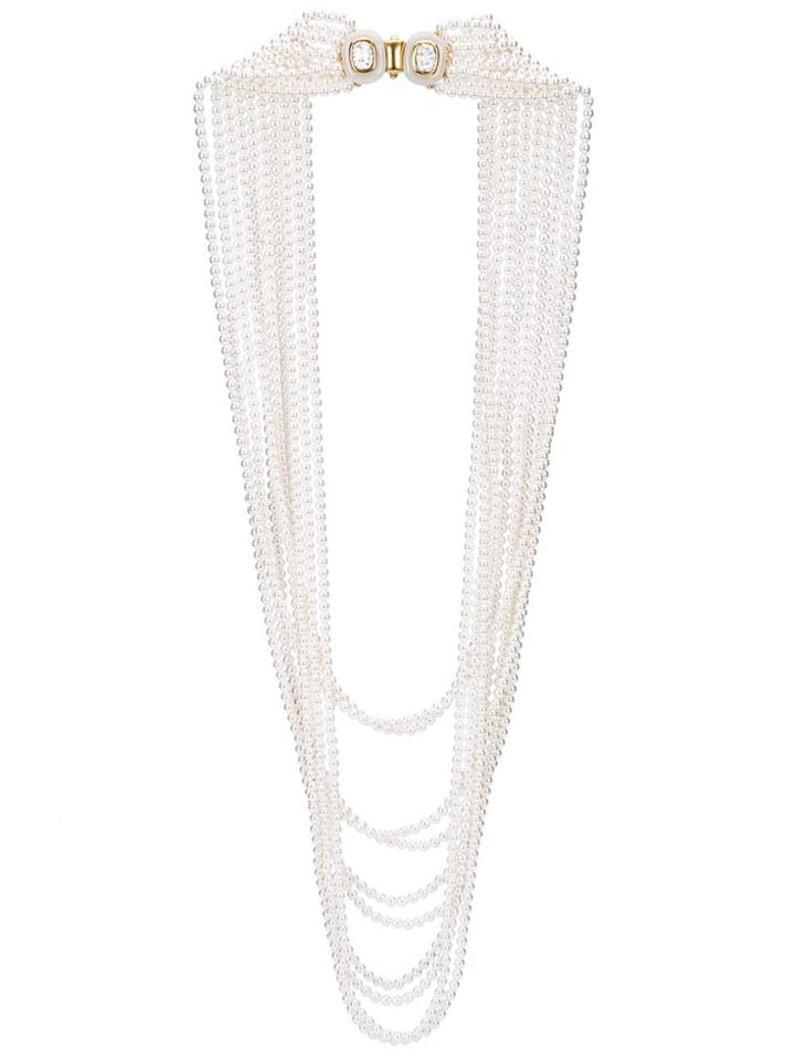 Oscar De La Renta Multi Strand Pearl Necklace - White