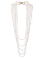 Oscar De La Renta Multi Strand Pearl Necklace - White