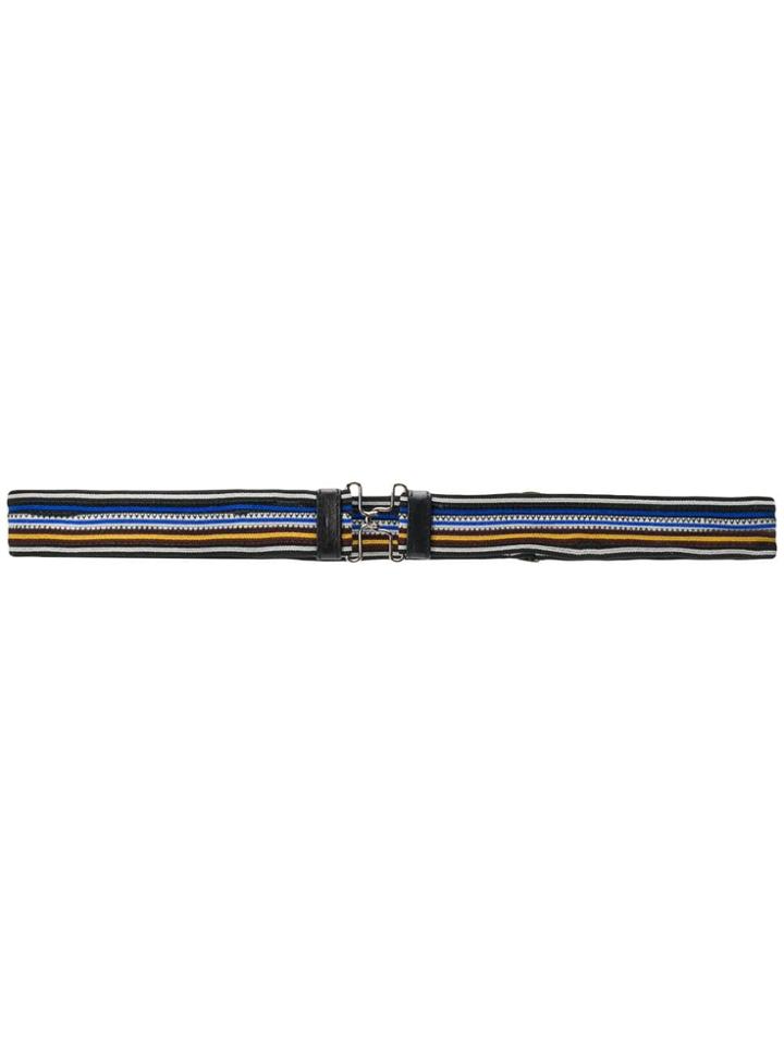Prada Striped Clasp Buckle Belt - Black