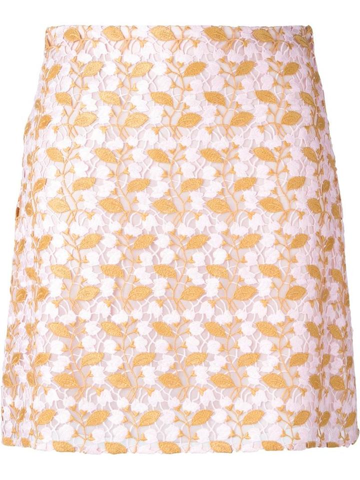 Giambattista Valli Floral Macramé Straight Skirt, Women's, Size: 40, Nude/neutrals, Polyester/silk/cotton/viscose