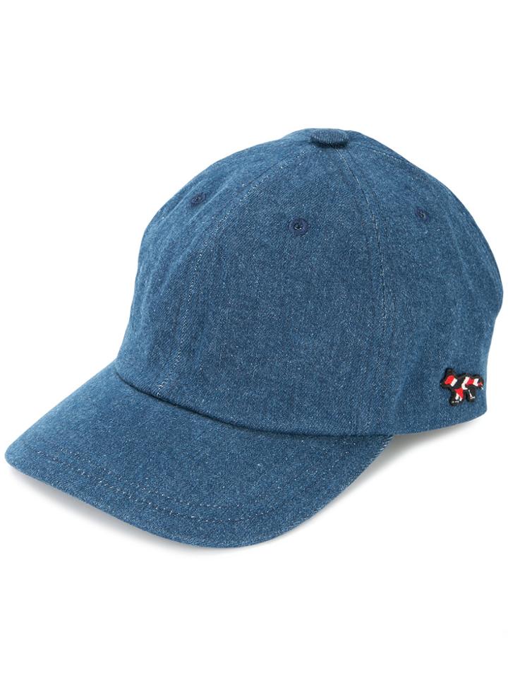 Maison Kitsuné Embroidered Denim Hat - Blue
