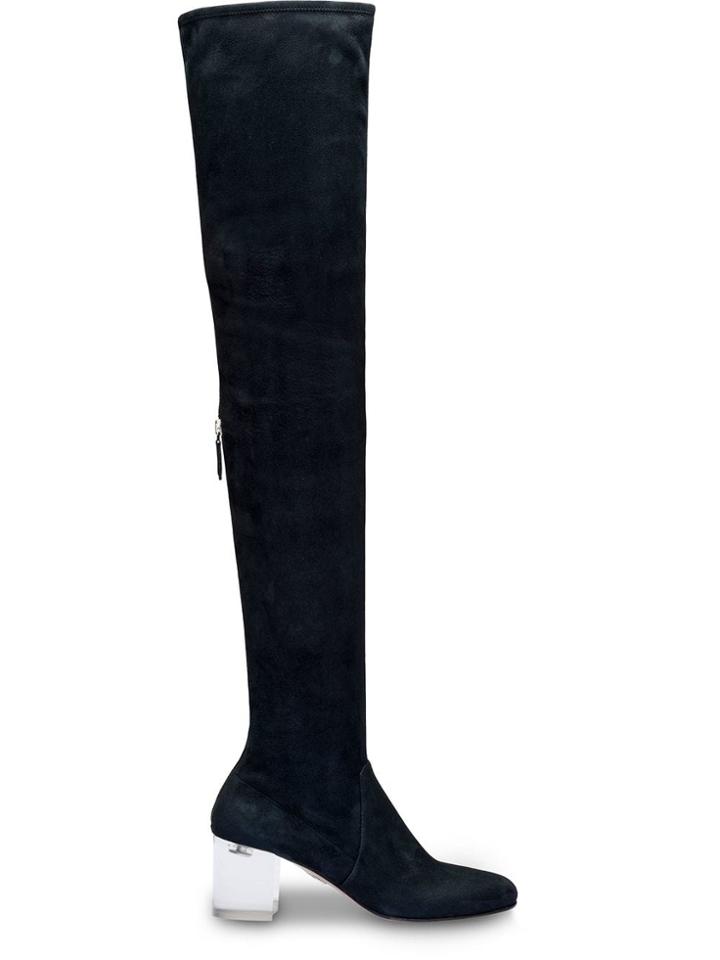 Miu Miu Suede Over-the-knee Boots - Black