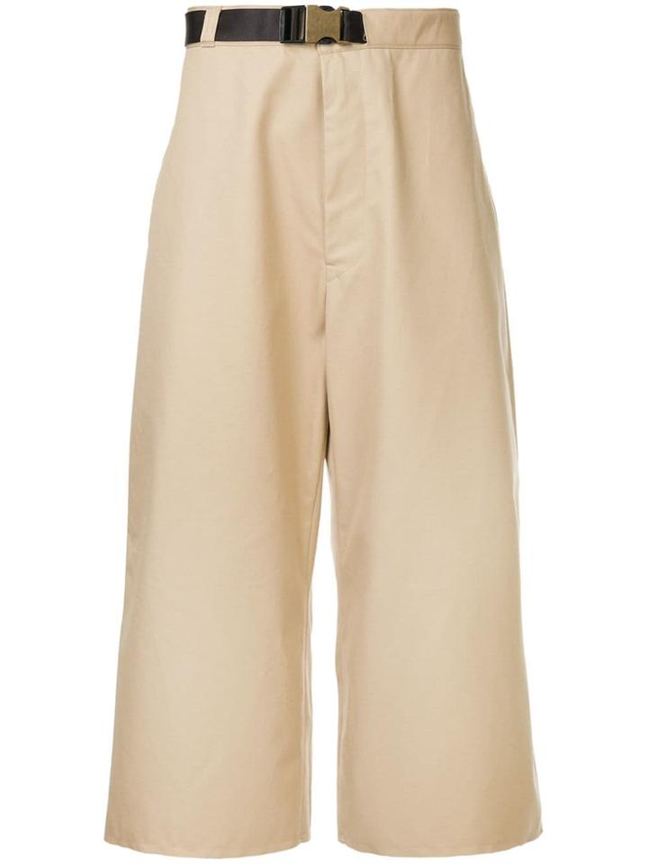 Facetasm Wide Leg Cropped Trousers - Brown
