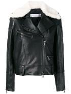 Victoria Victoria Beckham Shearling Collar Biker Jacket - Black