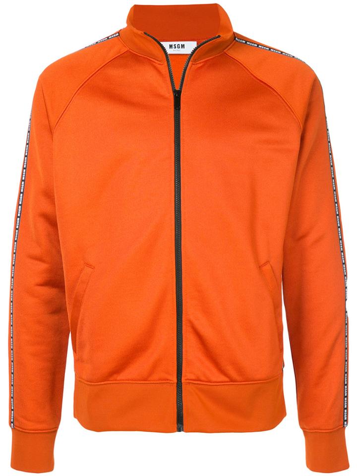 Msgm Logo Trim Zipped Sweatshirt - Yellow & Orange