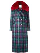 Giada Benincasa Checked Long Coat - Blue