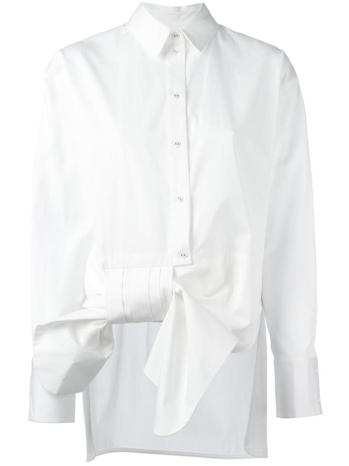 Victoria Victoria Beckham Asymmetric Bow Shirt, Women's, Size: 6, White, Cotton